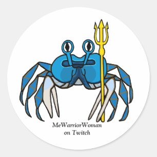 Blue Warrior Crab, MeWarriorWoman on Twitch Classic Round Sticker