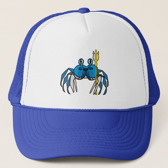 Blue Warrior Crab Trucker Hat (Front)
