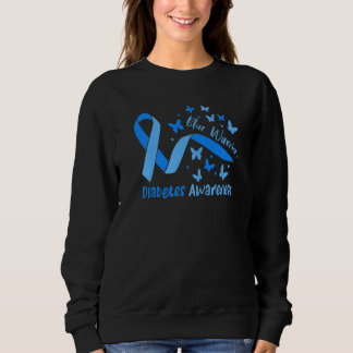 Blue Warrior Diabetes Awareness Ribbon And Butterf Sweatshirt