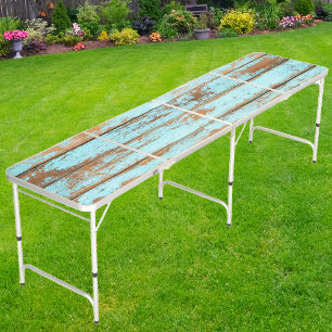 Blue Wash Wood Beer Pong Table