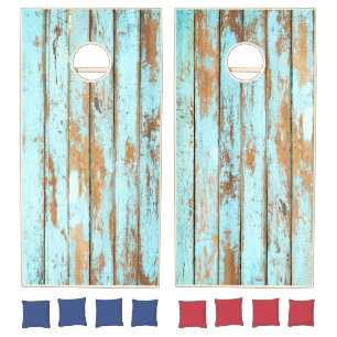 Blue Wash Wood Cornhole Set