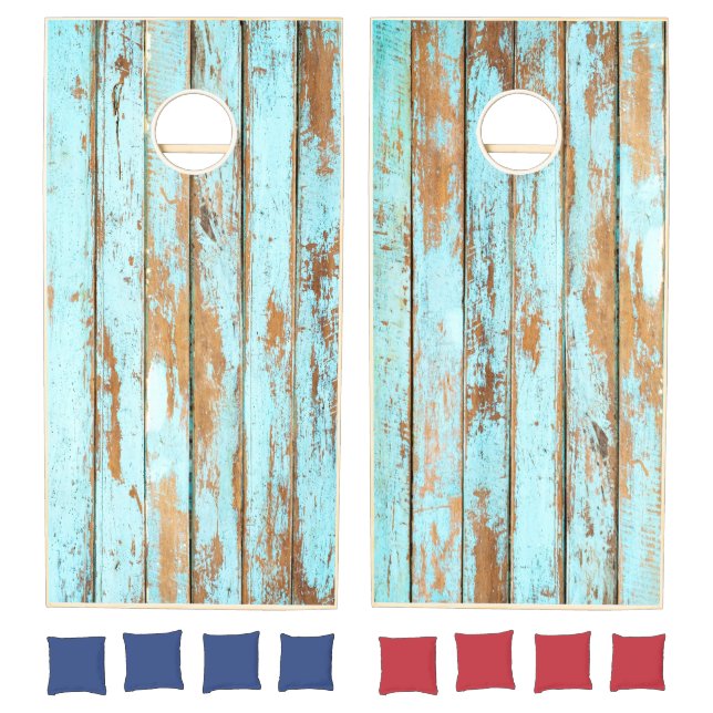 Blue Wash Wood Cornhole Set (Set)