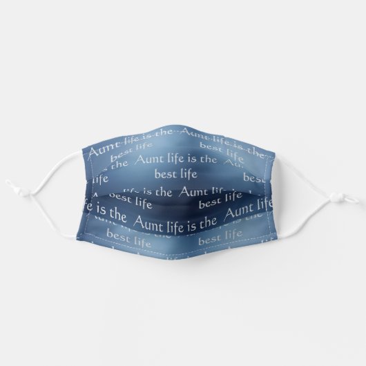 Blue Washable Social Distancing Aunt Life quote Adult Cloth Face Mask (Front, Unfolded)