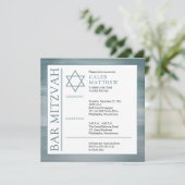 Blue Washed Watercolor Bar Mitzvah Invitation 