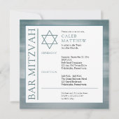 Blue Washed Watercolor Bar Mitzvah Invitation | Zazzle