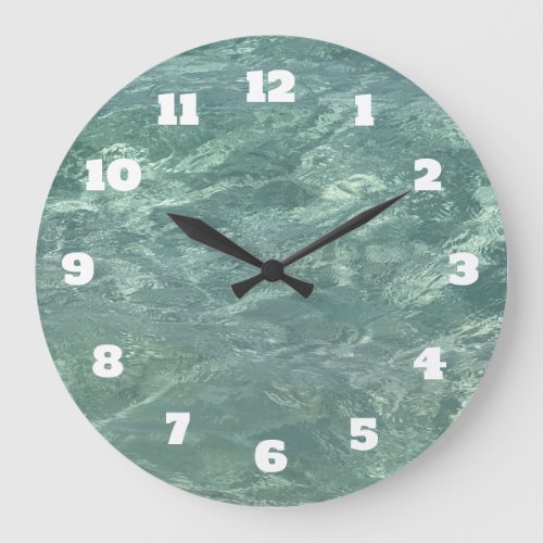 Blue Water Abstract Beach Coastal Gift Decor Large Clock