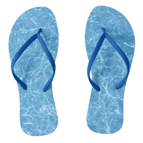Blue Water Aqua Elegant Template Adult Slim Straps Flip Flops