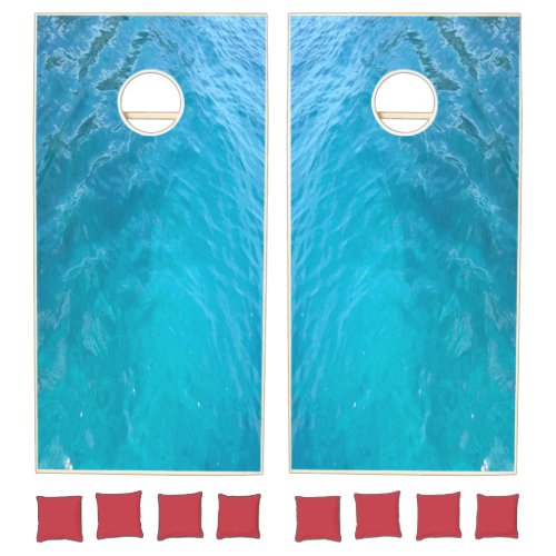 Blue Water Aqua Nature Sea Template White Board Cornhole Set