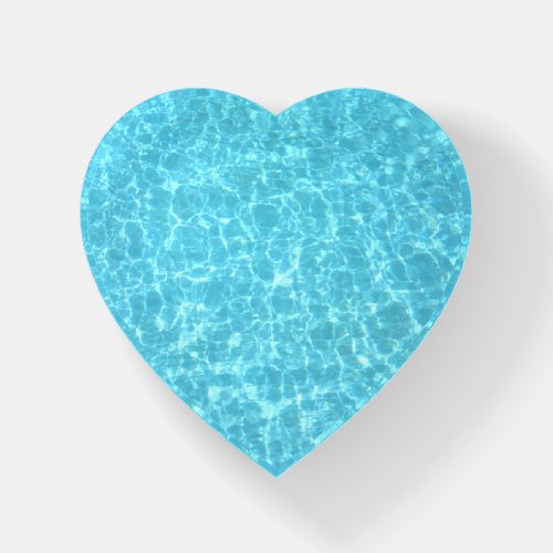 Blue Water Aqua Nature Swimming Pool Heart Paperweight