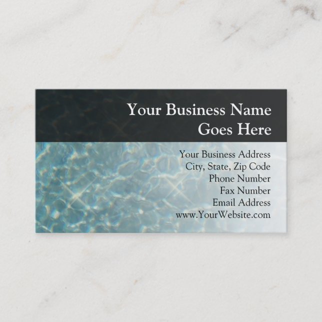Blue Water Background Pool Service Swimming Lesson Business Card (Front)