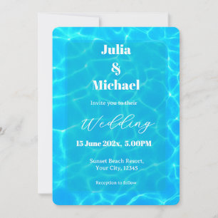 Blue Water Beach & Destination Wedding Ocean Theme Invitation