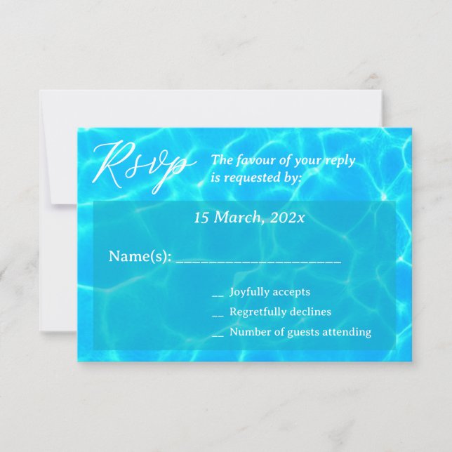 Blue Water Beach & Destination Wedding Ocean Theme RSVP Card (Front)