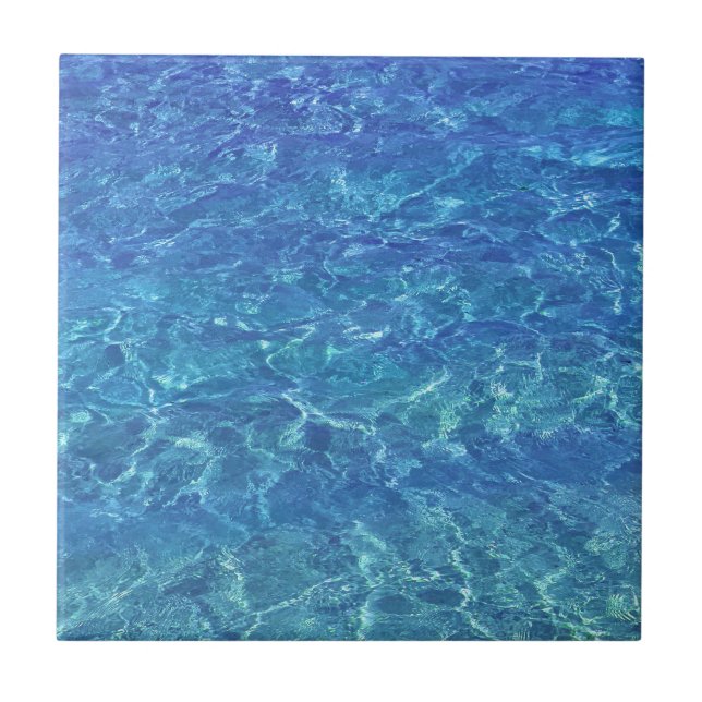 Blue Water Beach Ocean Sea Pool Decor Gift Ceramic Tile (Front)