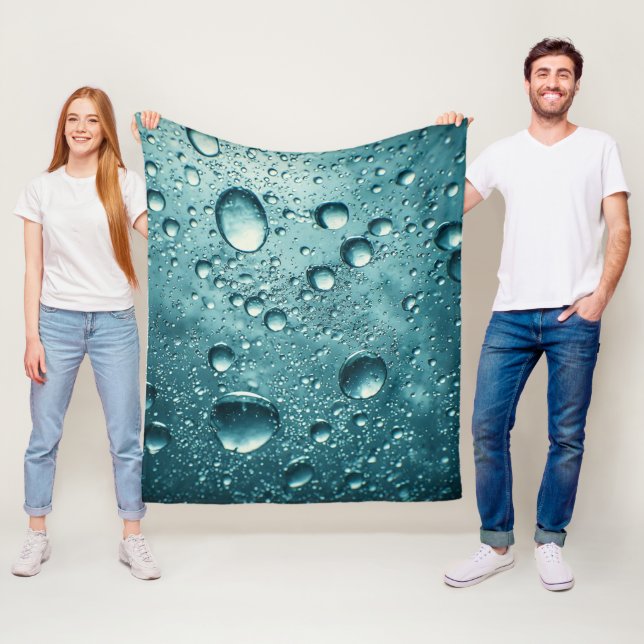 Blue Water Bubbles Underwater Abstract Background Fleece Blanket (In Situ)