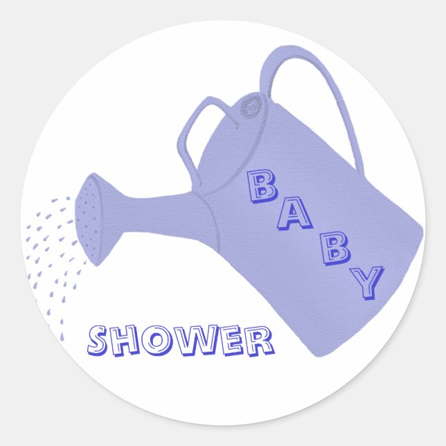 Blue water can, baby shower stickers (Front)
