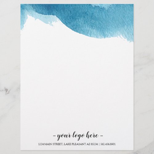 Blue Water Color Ombre Business Letterhead