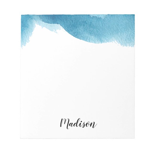 Blue Water Color Ombre Personalized Note Pad (Front)