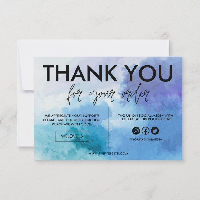 Blue Water Color Thank you Media Insert (Front)