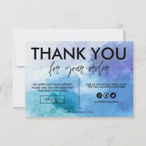 Blue Water Color Thank you Media Insert