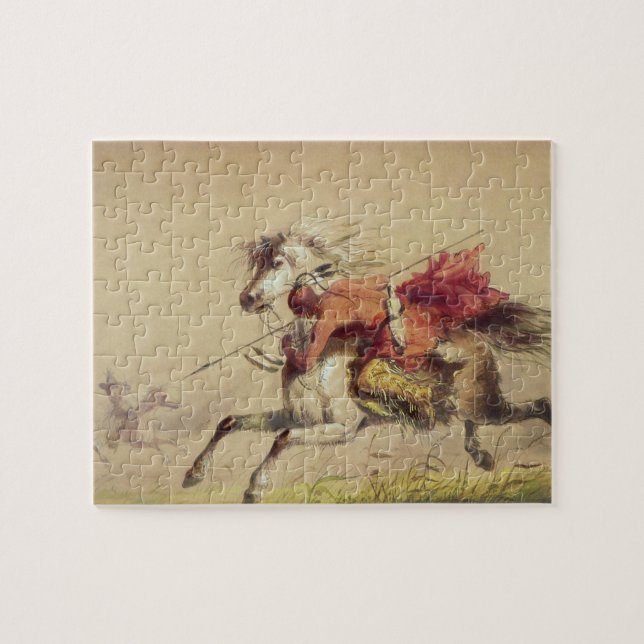 Blue Water Creek Battle By Alfred Jacob Miller Jigsaw Puzzle (Horizontal)