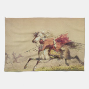 Blue Water Creek Battle By Alfred Jacob Miller Kitchen Towel