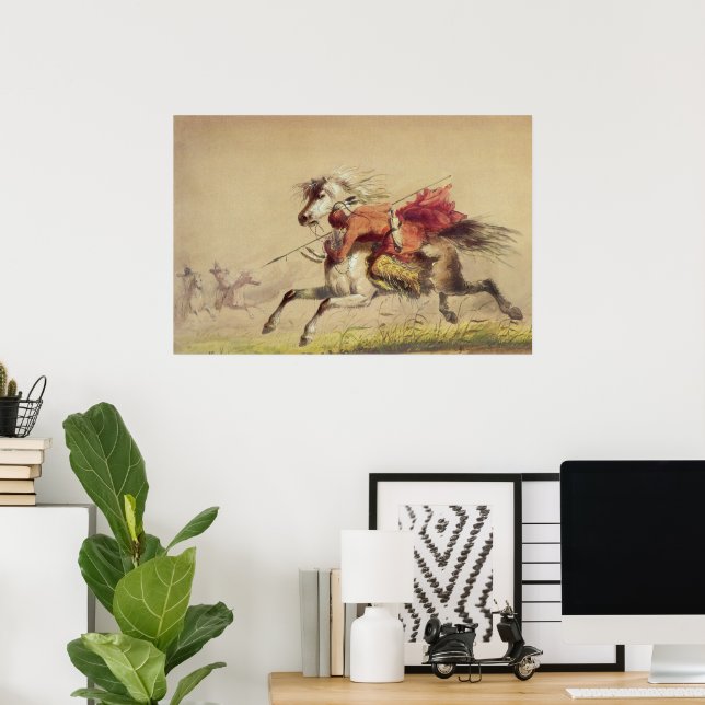 Blue Water Creek Battle By Alfred Jacob Miller Poster (Home Office)
