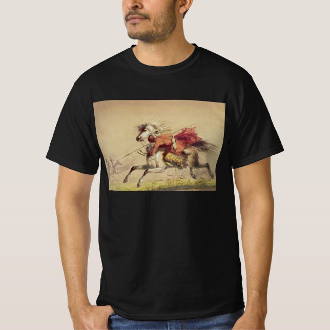 Blue Water Creek Battle By Alfred Jacob Miller T-Shirt (Front)