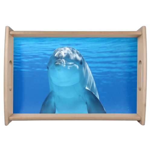 Blue Water Dolphin Swimming Serving Tray