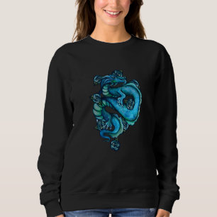 Blue water dragon artwork cool nerdy sweatshirt