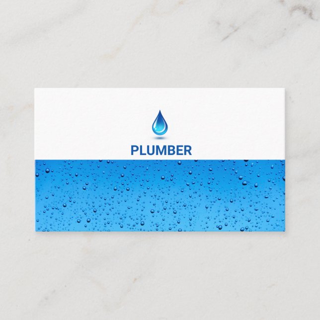 Blue Water Drip Professional Plumbing Service Business Card (Front)
