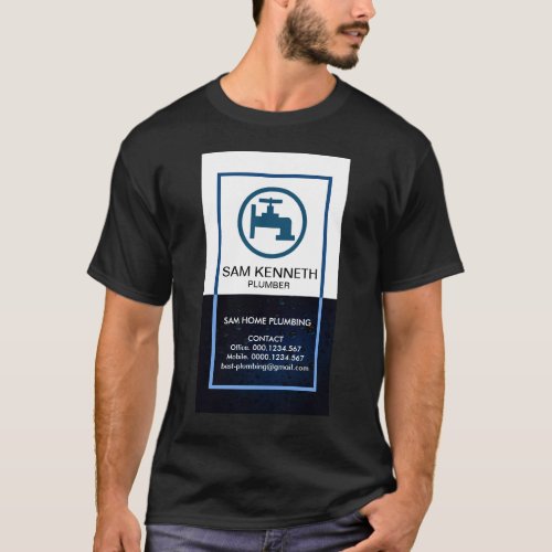Blue Water Drop Faucet Logo Plumbing T_Shirt