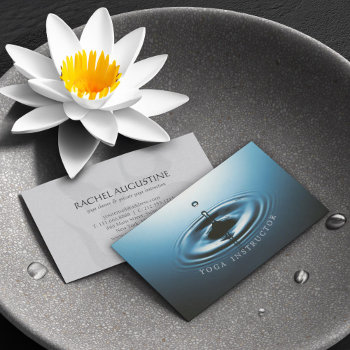 Blue Water Drop Ripple & Om Symbol Yoga Instructor Business Card by ReadyCardCard at Zazzle