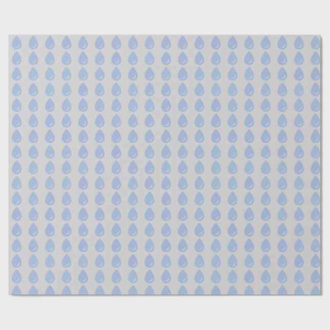 Blue Water Drop Seamless Pattern Wrapping Paper (Flat)