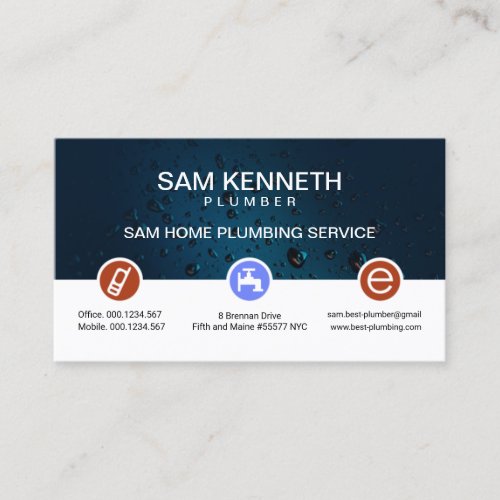 Blue Water Drop Special Plumbing Button Plumber Business Card