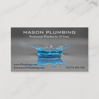 Blue Water Drop Splash - Plumber - Business Card by ImageAustralia at Zazzle