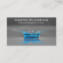 Blue Water Drop Splash - Plumbing - Business Card