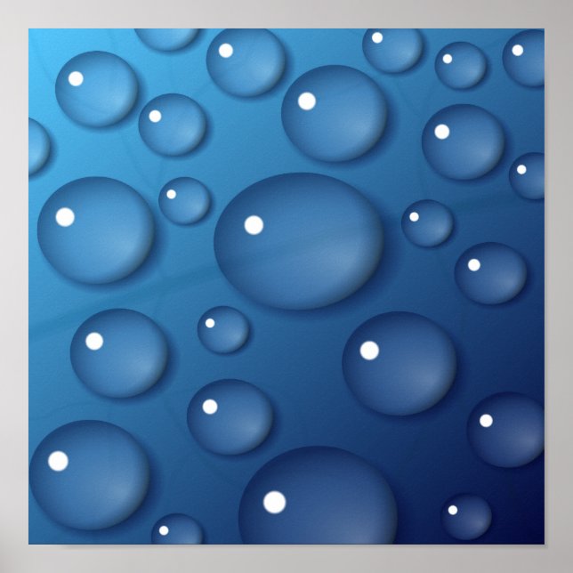 Blue Water Drop Texture Poster (Front)