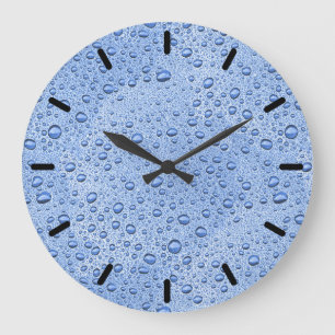 Blue water droplets large clock