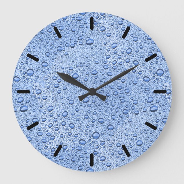 Blue water droplets large clock (Front)