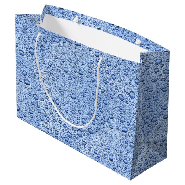 Blue water droplets large gift bag (Back Angled)