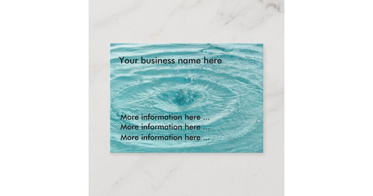 Blue water drops ripples Business Card Zazzle