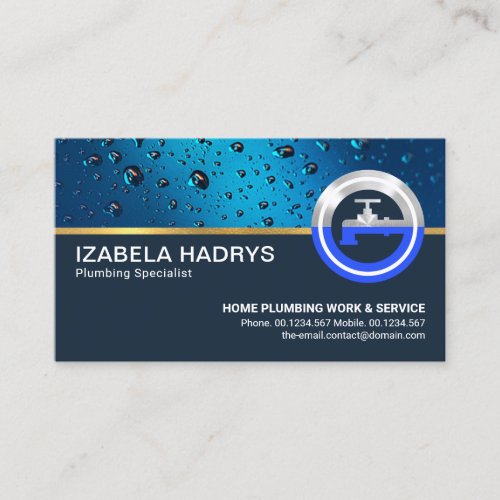 Blue Water Drops Special Faucet Logo Business Card
