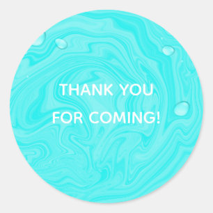 Blue Water Drops Summer Swim Pool Birthday Party Classic Round Sticker