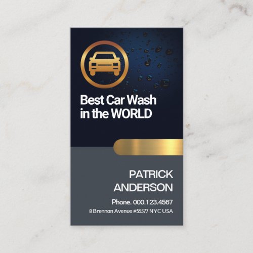 Blue Water Drops Vignette Gold Tab Car Cleaner Business Card