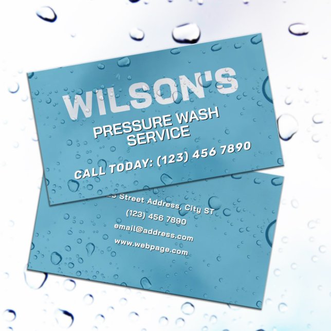 Blue water drops washing service Business Card (Creator Uploaded)