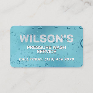 Blue water drops washing service Business Card