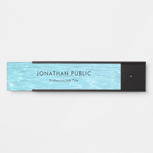 Blue Water Elegant Minimalist Template Aqua Modern Door Sign | Zazzle