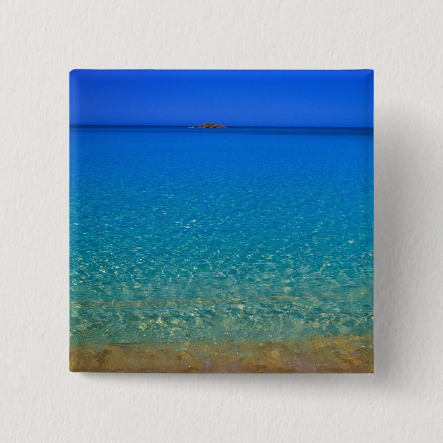 Blue water, Exuma Islands, Bahamas. Button (Front)