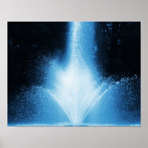 Blue Water Fountain Spray Poster