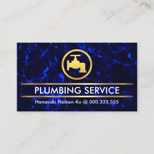 Blue Water Grunge Gold Faucet Business Card